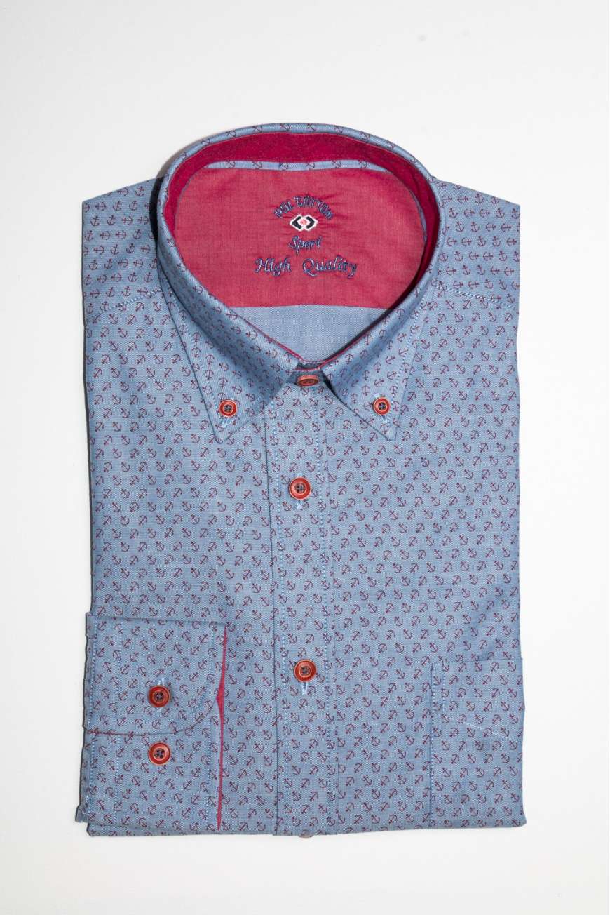 Indigo en oxford estampado anclas Indigo en oxford estampado anclas