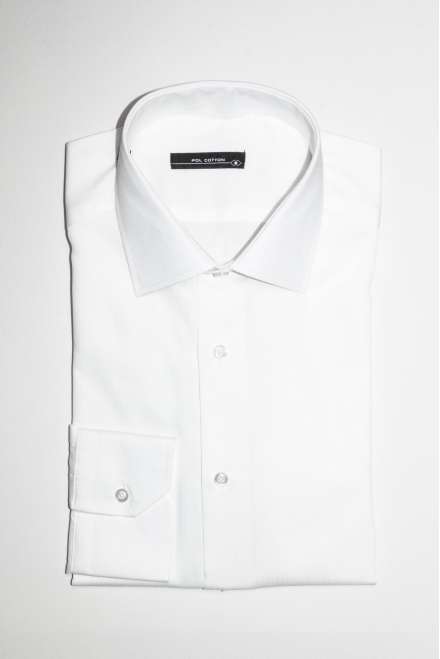 Camisa de vestir cuello y puño clásico blanco semientallada
