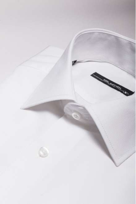 Camisa de vestir cuello y puño clásico blanco semientallada