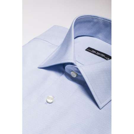 Camisa vestir puño y cuello clásico semientallada microdibujo azul