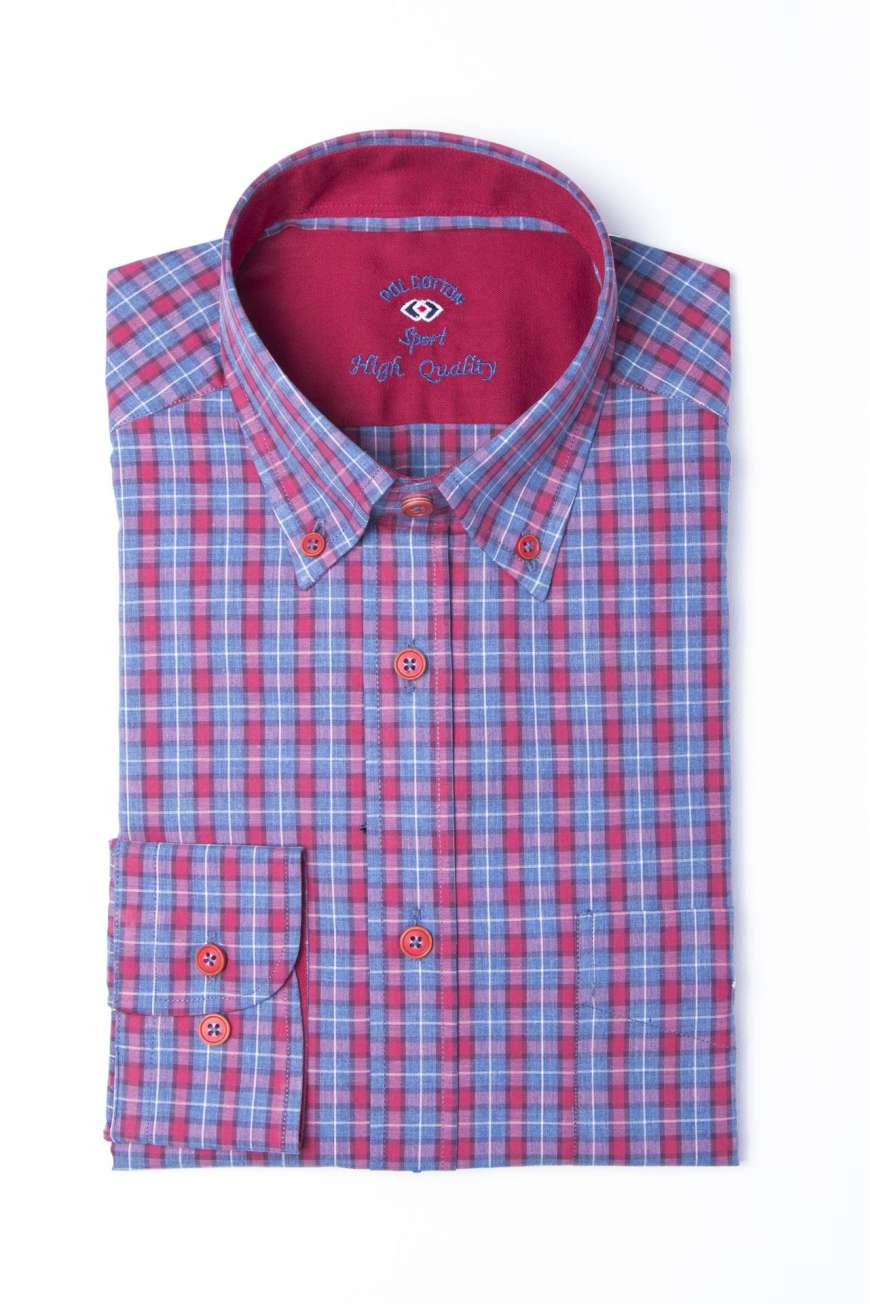 Camisa tartán azul/grana Camisa tartán azul/grana