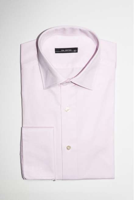 Camisa vestir cuello clásico puño doble rosa