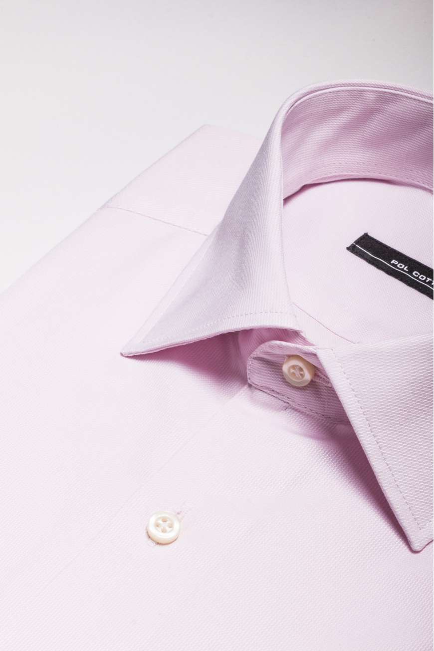 Camisa vestir cuello clásico puño doble rosa