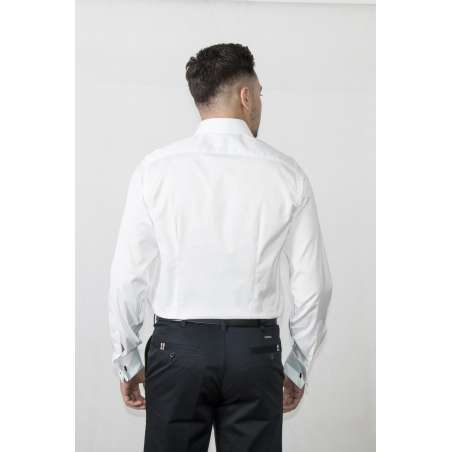Camisa vestir Confort Linecuello clásico puño doble blanco