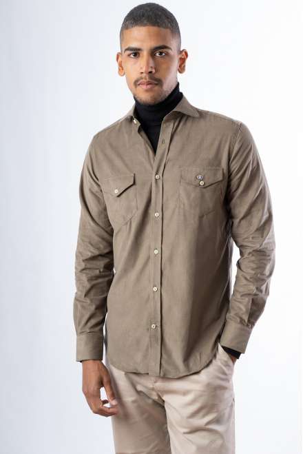 CAMISA PANA VERDE KAKI